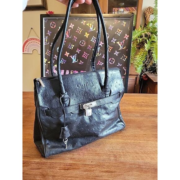 Cleo and Patek Paris Womens Black Leather ShoulderBag Purse Handbag Pattern - Picture 8 of 16